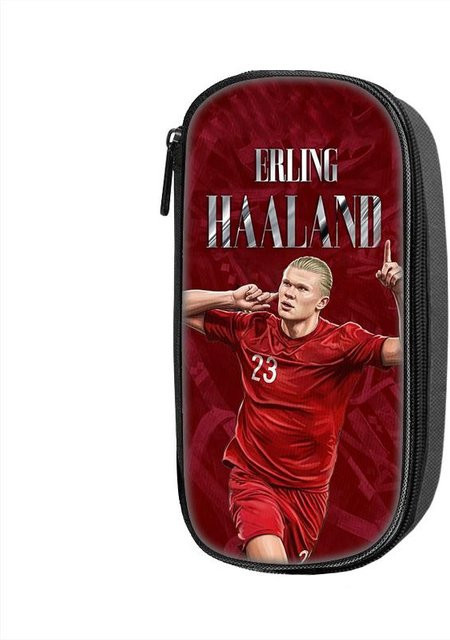 Fancy Style Studio Federmäppchen Haaland Muster in Braun und Rot mit großem Fassungsvermögen für Schüler und Sportfans - Bild 1
