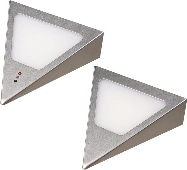 Kalb 2er Set Dreieck LED Unterbauleuchten aus Edelstahl gebürstet mit Sensor und Dimmfunktion in Silbergrau - Bild 1