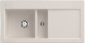 Villeroy & Boch Spüle Subway 60 li in Beige mit Ablaufgarnitur und Handwaschbecken aus CeramicPlus Keramik - Bild 1