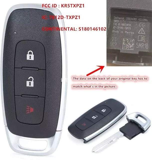 Keyecu Smart Remote Key mit 2+1 Tasten, 434 MHz ASK 4A Chip für Nissan Versa, Pathfinder, Rogue und Kicks (Modelljahre 2022, 2023, 2024) - Bild 1