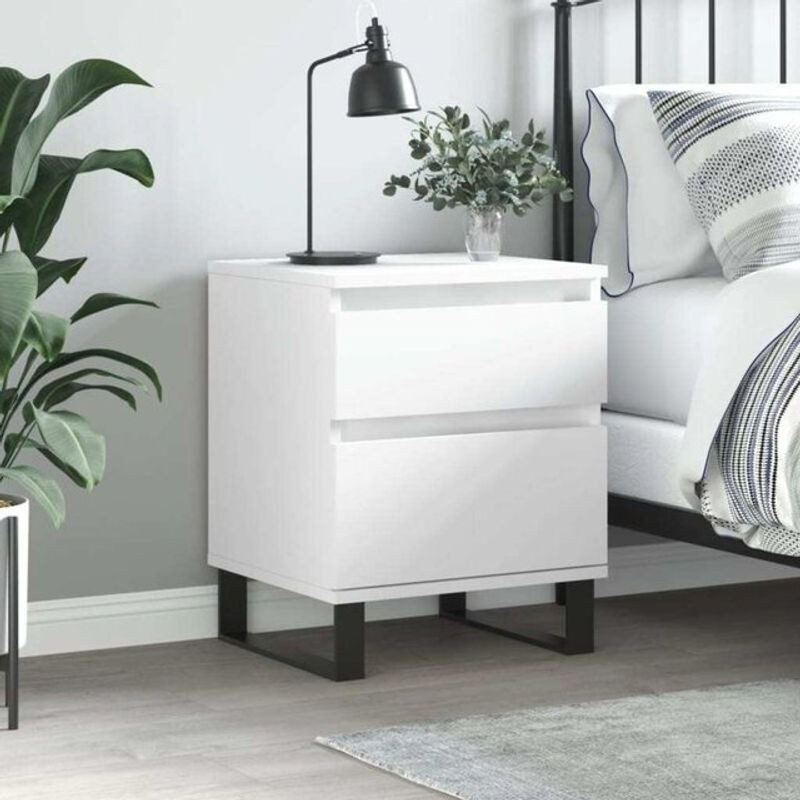 Vidaxl Nachttisch in Weiß im modernen Design aus Holzwerkstoff und Metall, B/T/H: 40 x 35 x 50 cm - Bild 1
