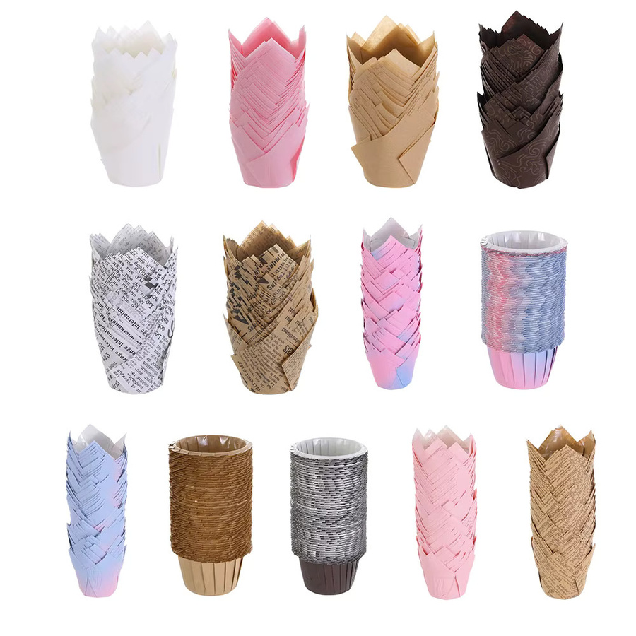 50 Stück Cupcake Muffin Liner im Zeitung-Stil aus Papier, Mehrfarbig, Runde Backförmchen für Hochzeit und Party - Bild 2