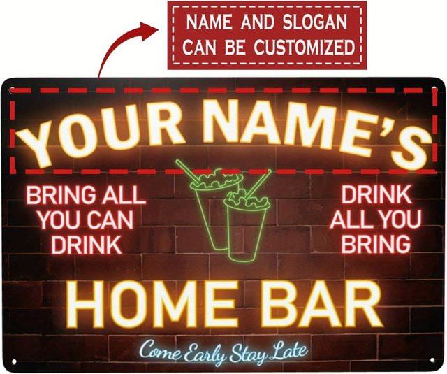 Individuelles Metallschild mit Namens-Text von CIFBUY in Rot und Multicolour als Wanddekoration im Neon-Effekt für Zuhause oder Bar - Bild 1