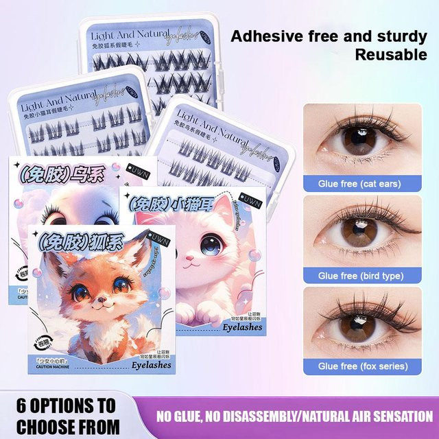 Lmo Falsche Wimpern, selbstklebend, wiederverwendbar, natürlich, Unisex - Bild 1