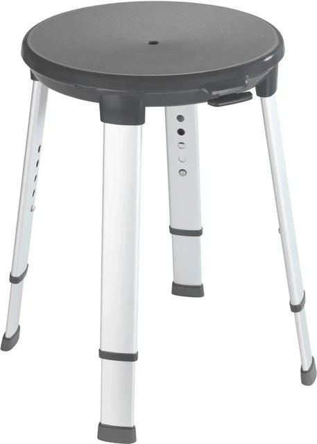 Wenko Duschhocker Secura Premium Anthrazit rund drehbar mit rutschfester Sitzfläche und Drainage - Bild 1