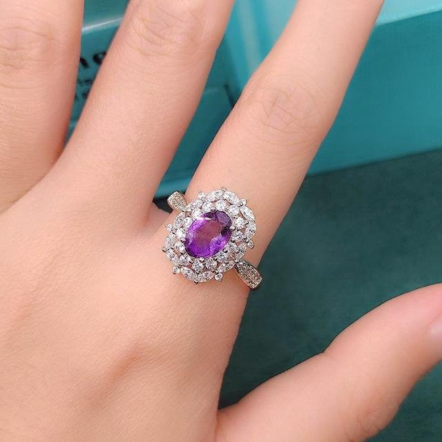Ring 18K Gold, Amethyst, Diamant, Moissanit, Damen - Bild 1