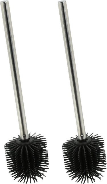 Relaxdays Toilettenbürste aus Edelstahl und TPR in Schwarz und Silber, antibakteriell und schmutzabweisend, Höhe: 36 cm, Breite: 8 cm - Bild 1