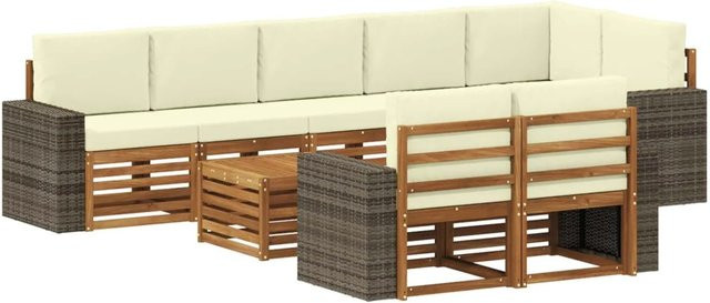 vidaXL Sofagarnitur aus Massivholz Akazie in Braun mit modernem Latten-Design - Bild 1