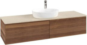 V&B Waschtischunterschrank Antao mit Frontstruktur, Wandhängend, Farbe Botti, Breite: 160 cm, Tiefe: 50 cm - Bild 1