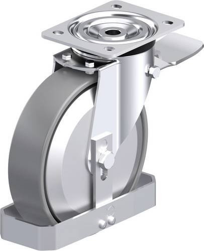 Blickle L-PO 200K-ST-ELS-FA-FS Stahlblech-Lenkrolle in Silber, Rad-Durchmesser: 20 cm, Tragfähigkeit: 400 kg - Bild 1