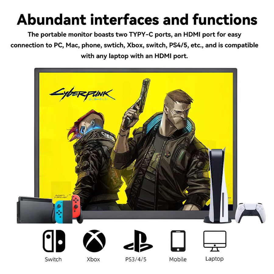 SOYO Tragbarer Monitor 10,5 Zoll FHD-Display mit 100 % sRGB-Farbraum in Schwarz für Laptop, Xbox und PS5 - Bild 2