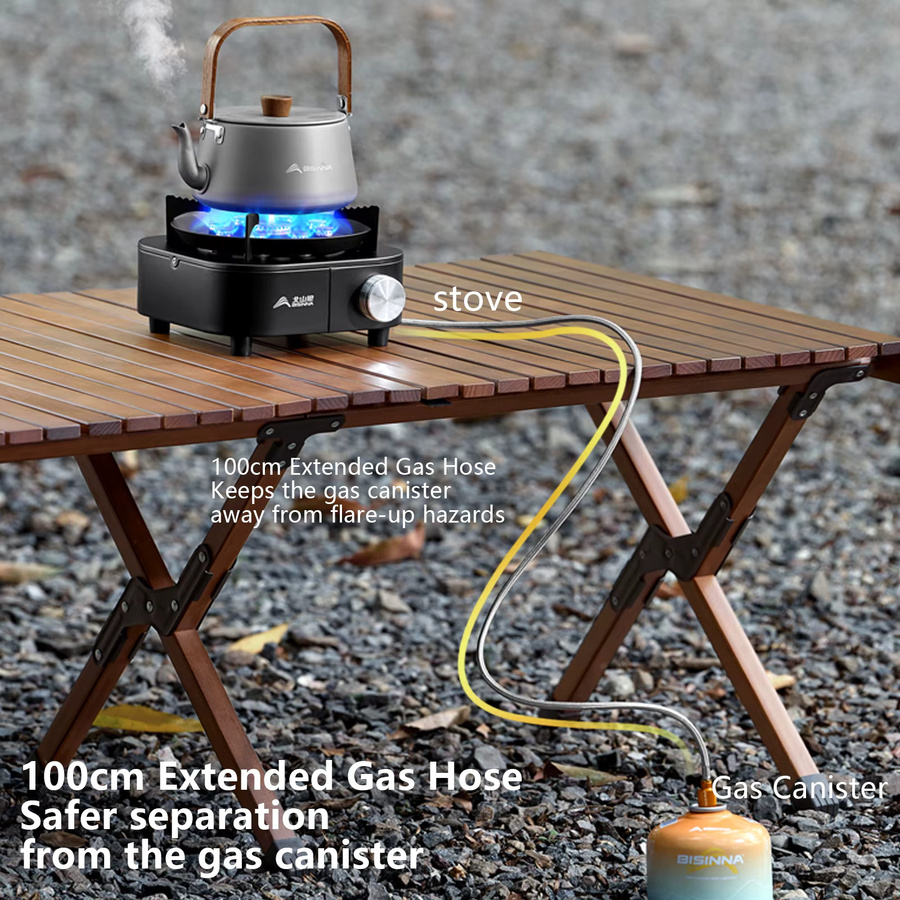 BISINNA Tragbarer Camping-Gasherd in Schwarz mit 10.000 W Feuerkraft für Outdoor-Reisen und Picknick - Bild 3