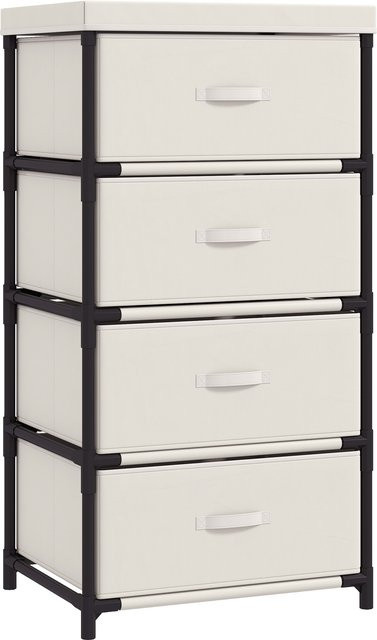 HOMCOM Kommode mit 4 Stoffschubladen in Beige mit Stahlrahmen für Schlafzimmer, Wohnzimmer und Büro - Bild 1