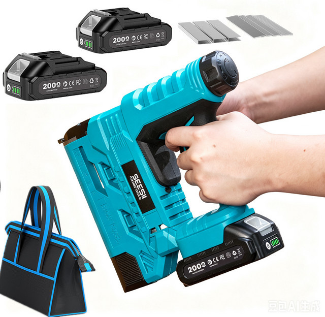 SEESII 2-in-1 Akku-Nagelpistole und Tacker in Blau mit 18 Gauge Brad Nailer und 2.0 Akku für Holzbearbeitung und Möbelrenovierung - Bild 1