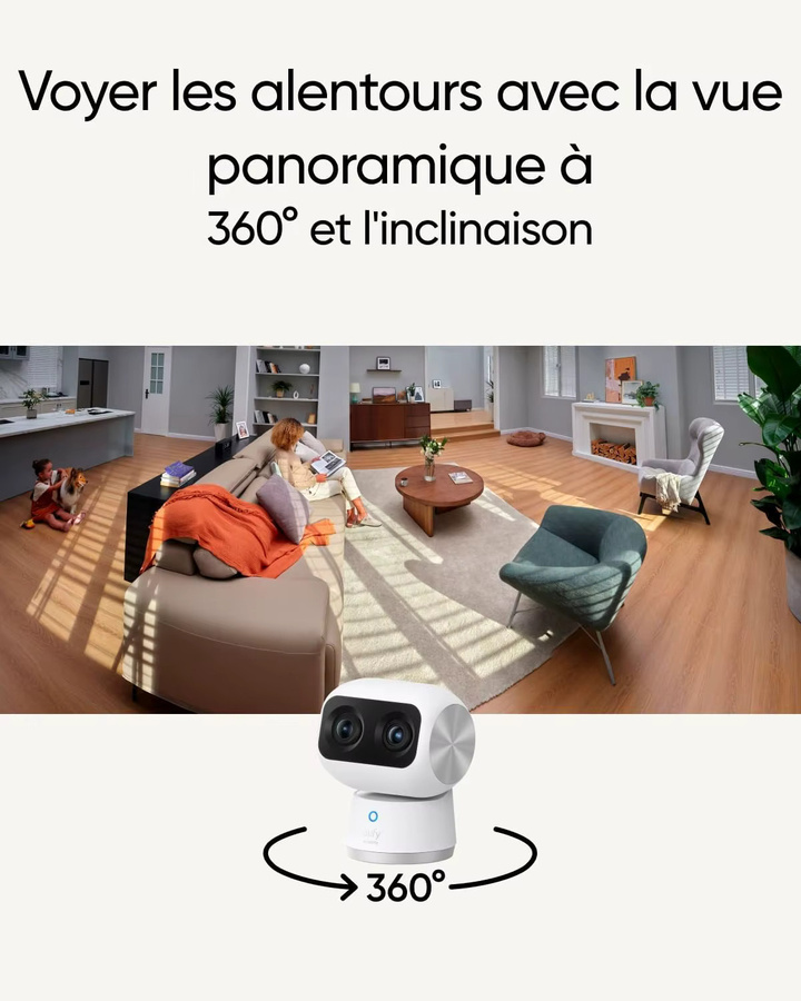 eufy Security Indoor Cam S350 Dual-Kamera in Weiß mit 4K UHD, 8x Zoom und 360 Grad Sicht für Baby- und Haustierüberwachung mit KI-Tracking und 2.4G/5G Wi-Fi - Bild 4