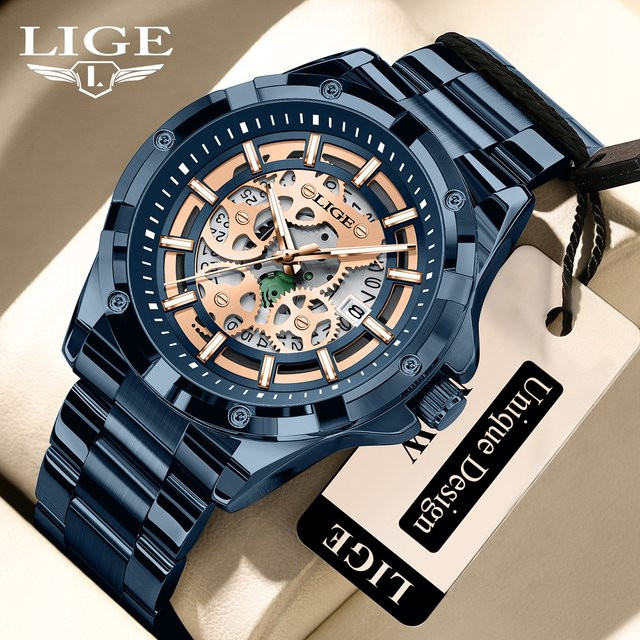 LIGE Armbanduhr Automatik, Edelstahl, Silber, Herren - Bild 1