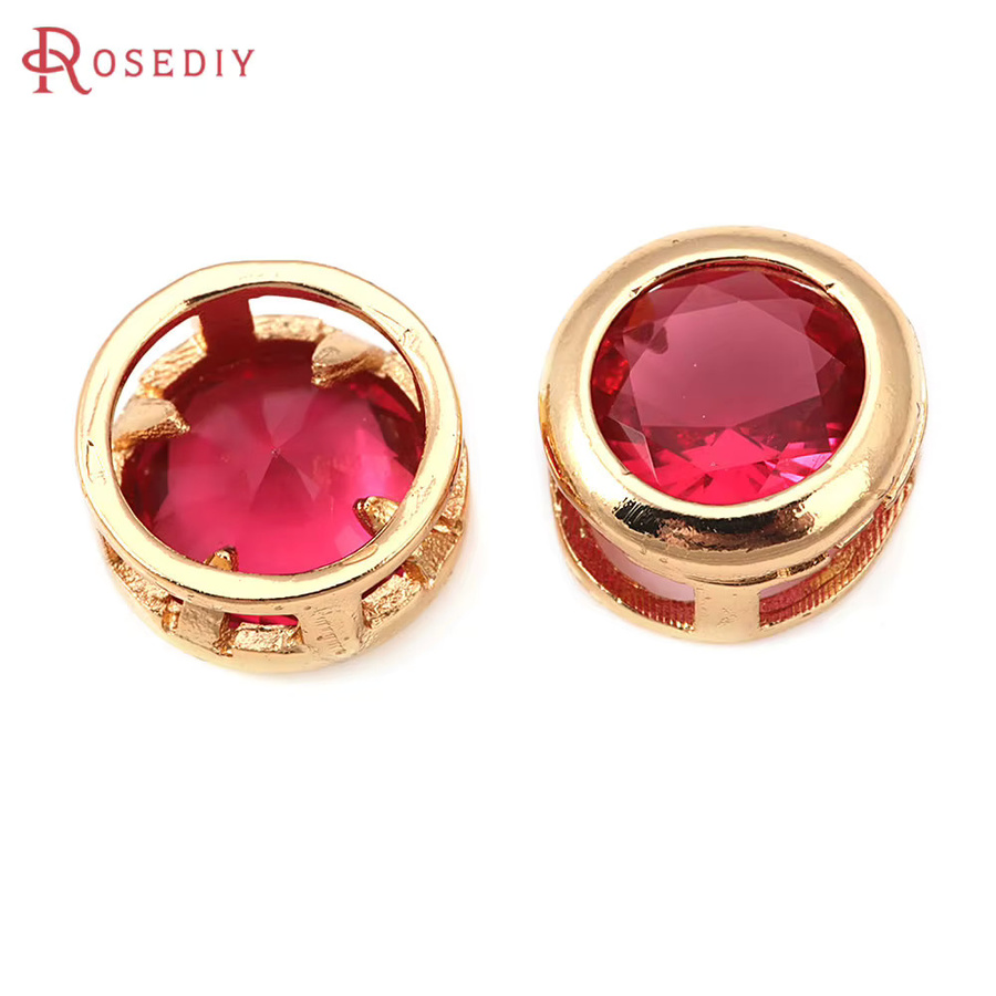 Rosediy Abstandhalter Perlen Charms, 6mm 9mm, 18 Karat Gold Farbe, Messing und Glas, Unisex - Bild 2