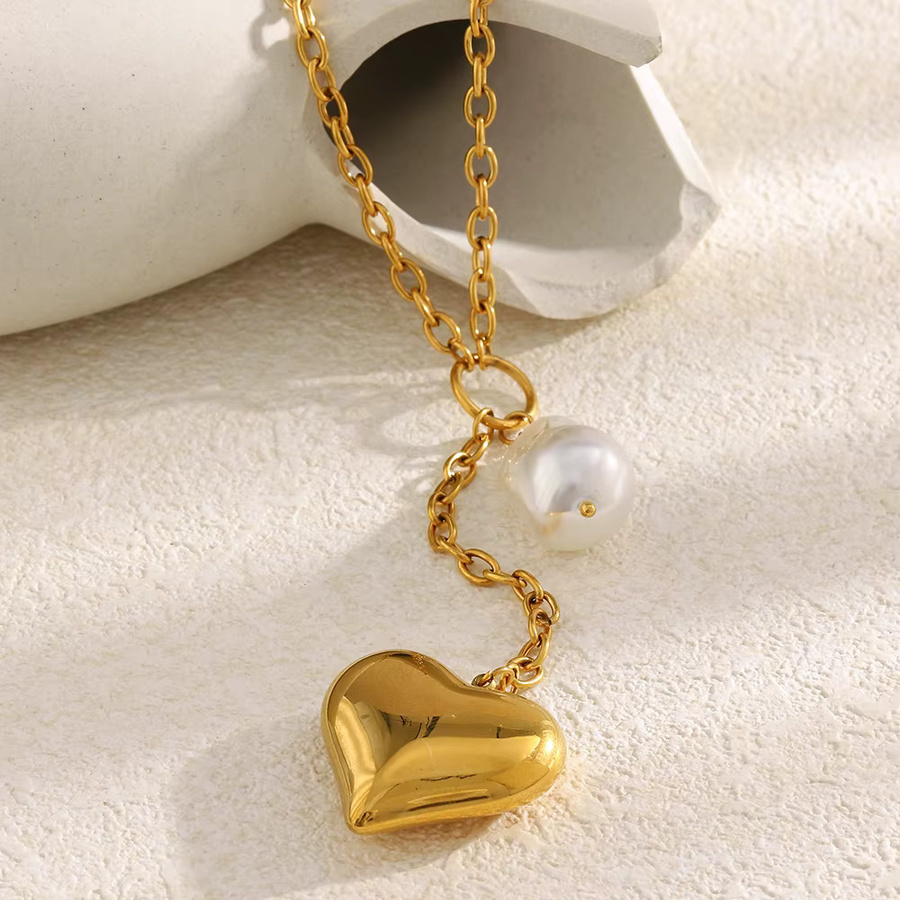 MamacitaSlay Halskette, Edelstahl, Perle, Herz, Gold, Damen - Bild 2