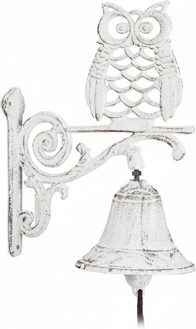 Relaxdays Türglocke aus Gusseisen mit Eule in Weiß im antiken Stil, B/T/H: 26,5 x 19 x 11 cm - Bild 1