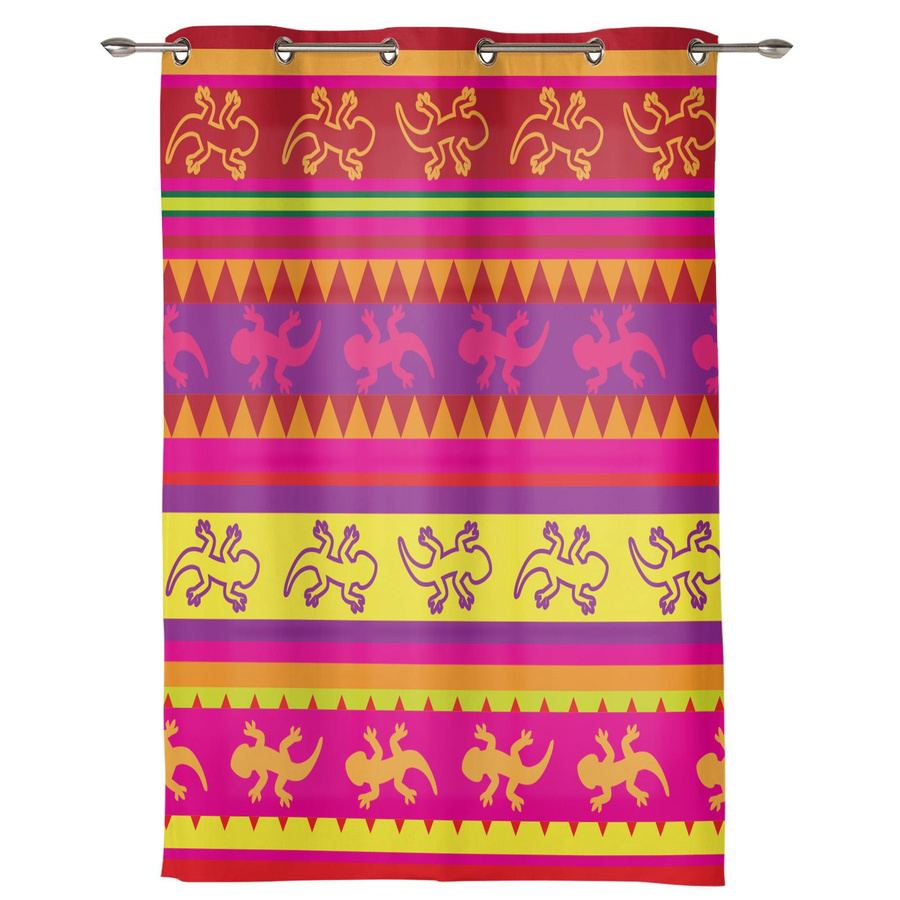 Tonnika Chen Vorhänge mit Mexikanischem Eidechsen-Motiv in Multicolor, 2er-Set aus Polyester, Breite: 100 cm, Höhe: 130 cm - Bild 1