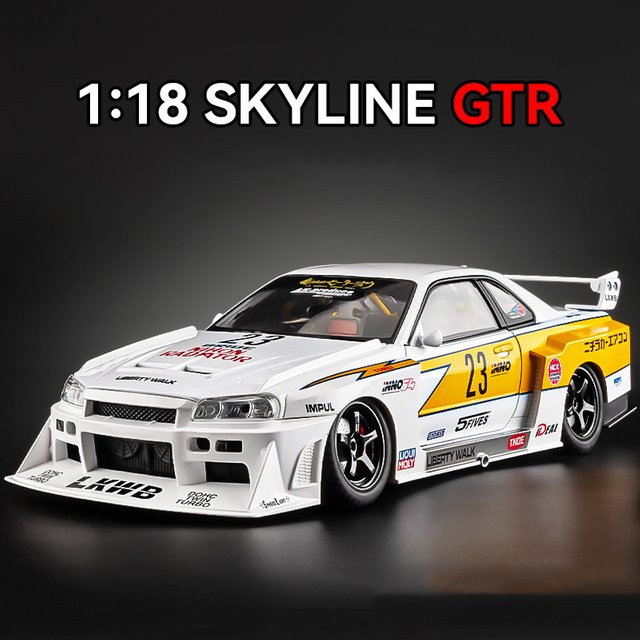 WELLY GTR R34 Skylin S15 LBWK Legierung Auto Modell, 1:18, mit Sound und Licht - Bild 1