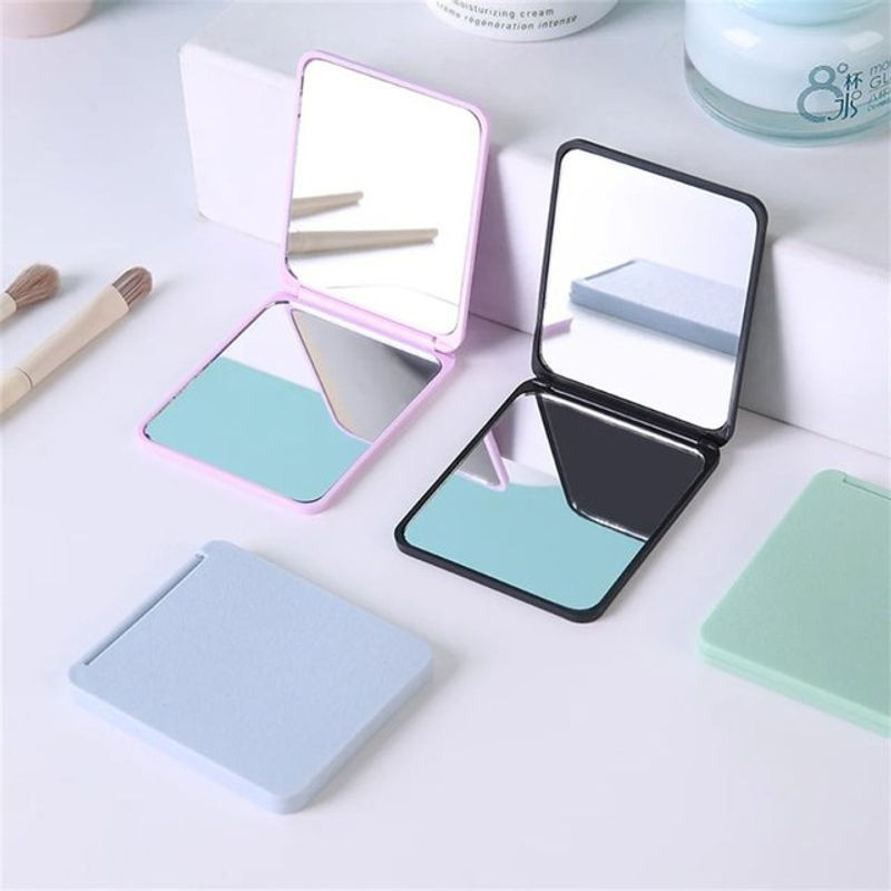 Tragbarer faltbarer Make-up-Spiegel in quadratischer Form, doppelseitiger Desktop-Spiegel aus Kunststoff in Grün oder Mehrfarbig - Bild 1