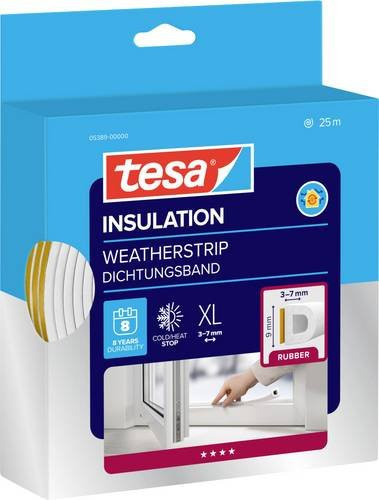 tesamoll D-Profil Dichtband tesa selbstklebend Weiß Breite: 9 mm, Länge: 25 m - Bild 1