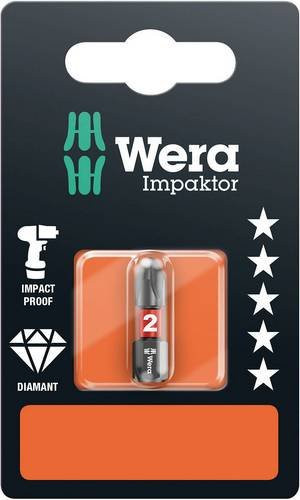 Wera Kreuzschlitz-Bit PH 2 IMP DC SB SiS aus legiertem Werkzeugstahl mit Diamantbeschichtung, Farbe Silber, Durchmesser 6,3 mm - Bild 1