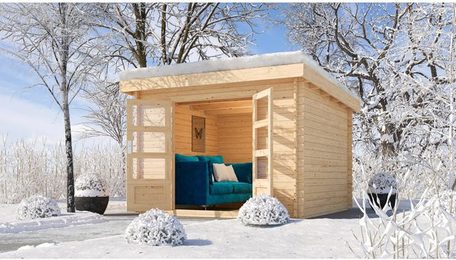 Karibu Gartenhaus Kamilla 5 Pultdach aus Fichte Massivholz in Braun mit 7,84 m² Grundfläche, B: 280 cm, T: 280 cm, H: 220 cm - Bild 1