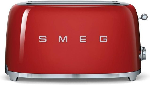 Smeg Toaster TSF02RDEU in Rot mit Kabelaufbewahrung und Edelstahl-Details - Bild 1