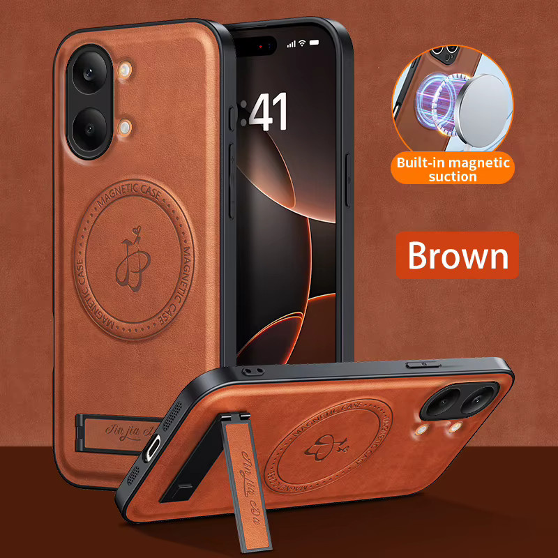 Luxuriöse Leder-Handyhülle mit Standfunktion und MagSafe Magnet für Xiaomi POCO X8 Pro Max und X8 Pro in Weiß - Bild 6