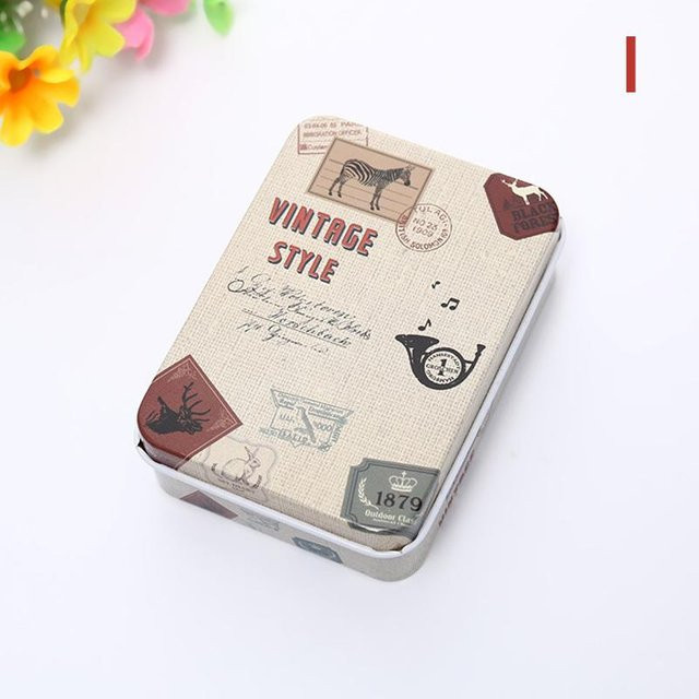 Rechteckige Mini-Blechdose mit Deckel aus Metall in Multicolour, tragbarer Organizer und leere Vorratsdose für Bonbons oder Pillen - Bild 1