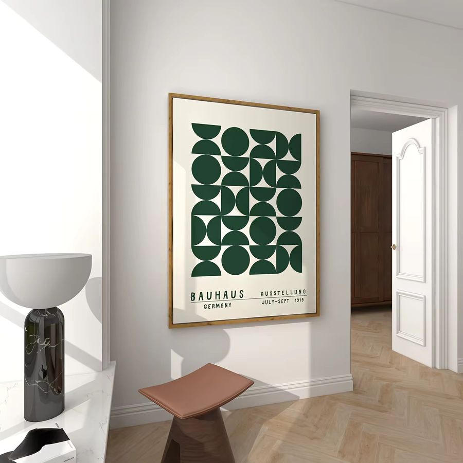 3er-Set Bauhaus Wandkunst mit grünen geometrischen Motiven - Bild 4