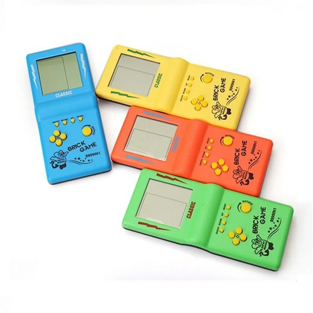 Tragbare Mini-Spielekonsole als nostalgisches Handheld-Lernspielzeug in Blau und Bunt - Bild 1