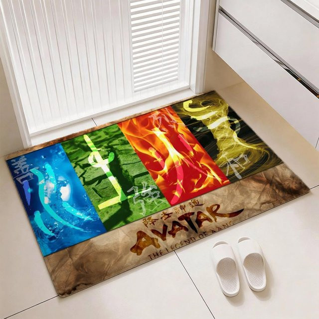 Avatar Der Herr der Elemente Fußmatte aus Flanell, rutschfester und waschbarer Türvorleger für Wohnzimmer, Schlafzimmer oder Flur, B/B: 60 x 90 cm - Bild 1