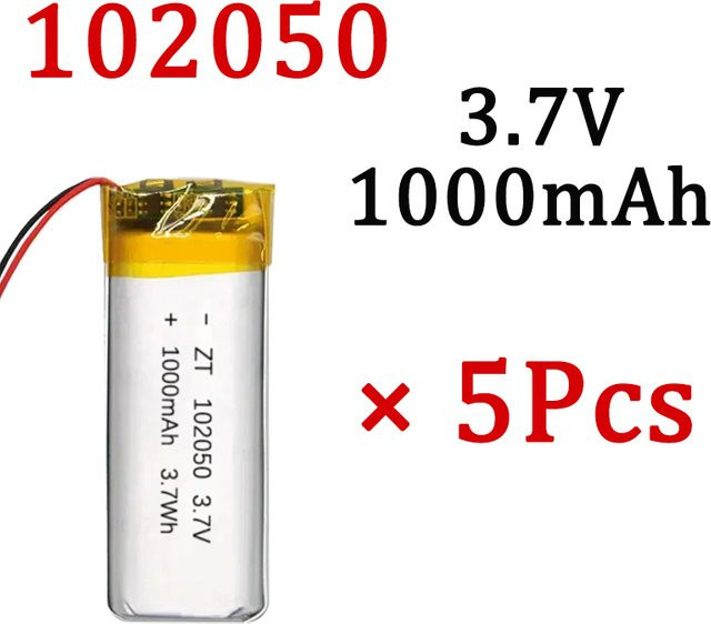5 Stück VSVAW Polymer-Lithium-Batterie 3,7 V 1000 mAh 102050 in Silber für Powerbank und GPS - Bild 1