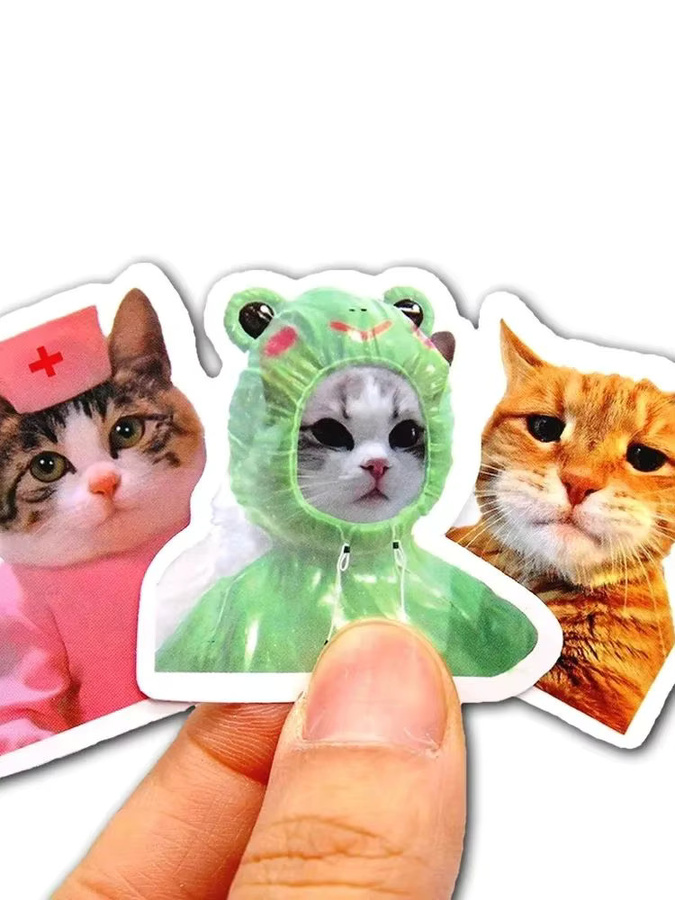 50 Stück Lustige Katze Aufkleber im Cartoon-Design, Bunte Sticker für Laptop, Telefon, Fahrrad und Gepäck - Bild 4
