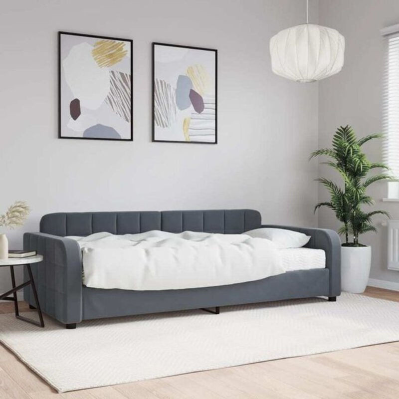 vidaxl Tagesbett mit Matratze aus Samt und Metall in Anthrazit, B/T/H: 90 x 190 cm - Bild 1
