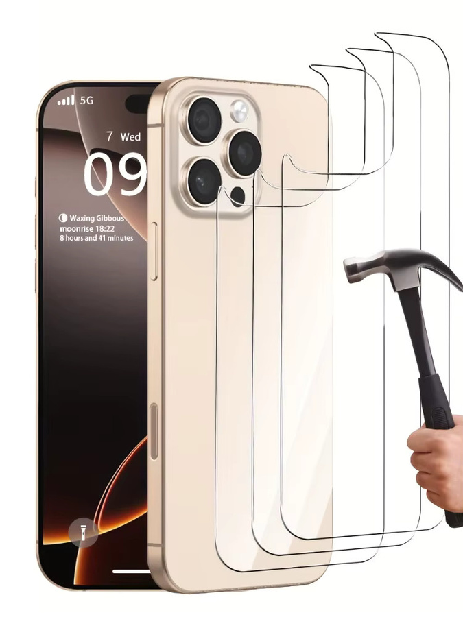 NNBILI 3er Set Gehärtetes Glas Displayschutzfolie für iPhone 17 16 15 14 13 12 11 Pro Max in Transparent mit hoher Transparenz - Bild 6