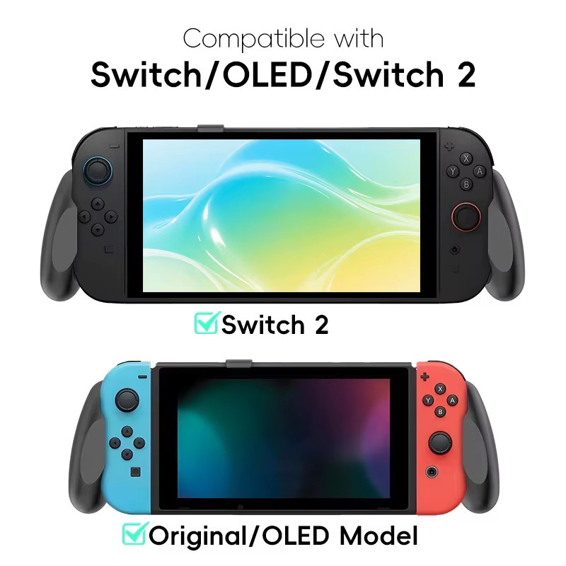 DATA FROG Handgriff und Schutzhülle für Nintendo Switch und Switch OLED, rutschfester Controller-Halter in Schwarz - Bild 3