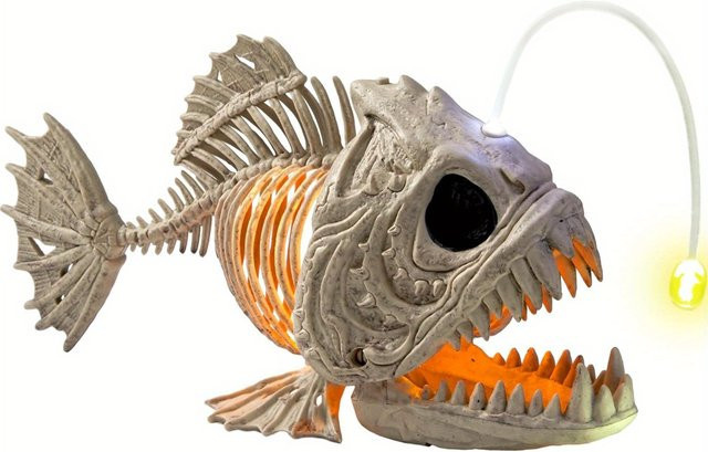 Skelett-Laternenfisch von Sloosh mit LED-Auge aus Kunststoff für Halloween-Dekoration, B/H/T: 26 x 14 x 7,6 cm - Bild 1