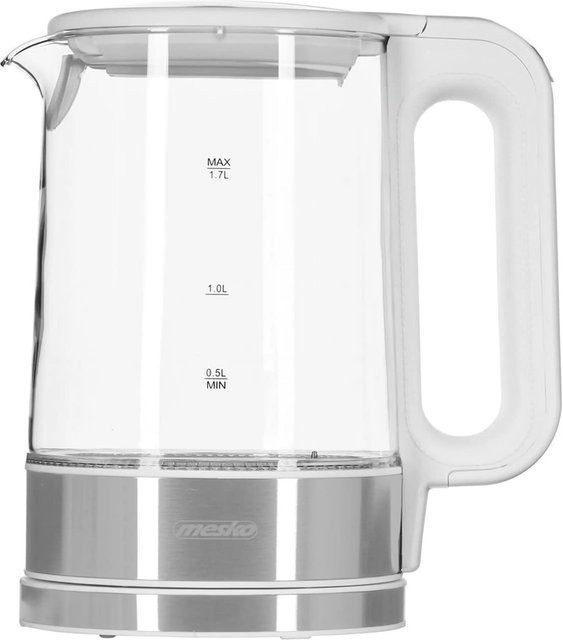 Mesko Wasserkocher MS 1301 in Weiß mit Temperaturregelung, 1,7 l, 2200 W, Glas - Bild 1