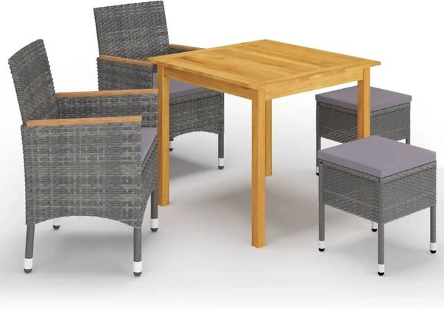 vidaXL 5-tlg Garten-Essgruppe Modell 85 aus Akazien-Massivholz in Grau - Bild 1