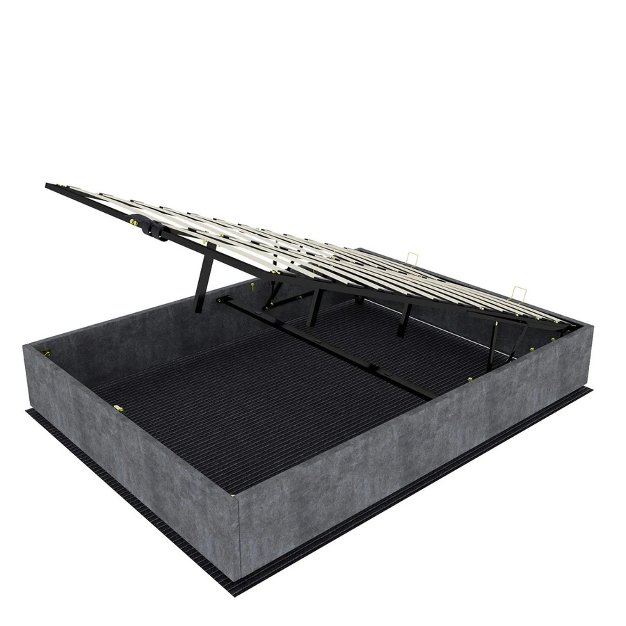 okwish Bettgestell mit Hydraulik aus Samt in Grau, B/T/H: 140 x 200 x 30 cm - Bild 2