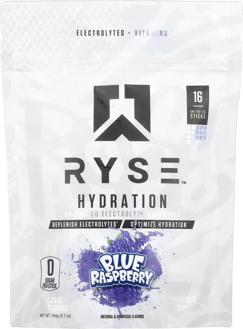 RYSE, Getränkepulver, Hydration, Blaue Himbeere, 16 x 6,5 g - Bild 1