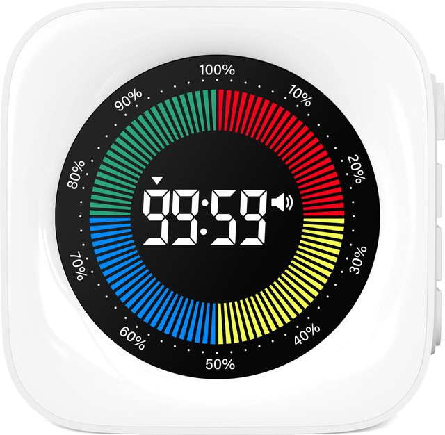 NOKLEAD Digitaler visueller Timer in Weiß mit Countdown und Aufwärtszählung, stufenweise Dimmung und einstellbarer Lautstärke für Büro, Klassenzimmer und Arbeit - Bild 1