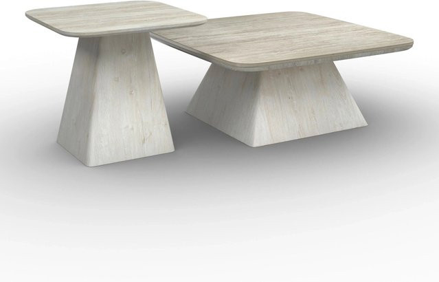 Bessagi Home Couchtisch Thiago 2er Set in Creme aus MDF und Stein - Bild 1
