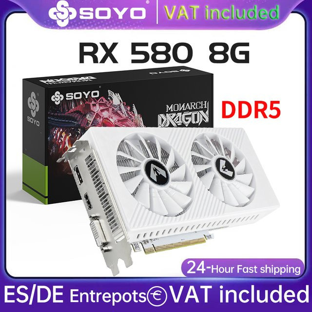 Soyo Radeon RX 580 Grafikkarte mit 8 GB GDDR5 Speicher, PCIe 3.0 x16 GPU für Desktop-Computer - Bild 1
