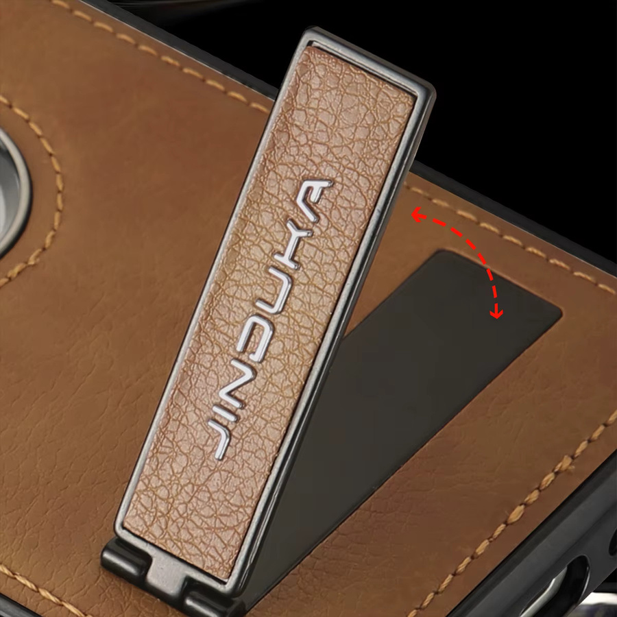 SZMUGUA Retro PU-Leder Handyhülle für iPhone mit Standfunktion und sichtbarem Logo-Design in Lila - Bild 2