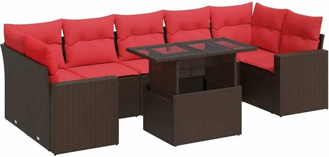 vidaXL 8-teilige Garten-Sofagarnitur aus Poly-Rattan und Akazie in Braun - Bild 1